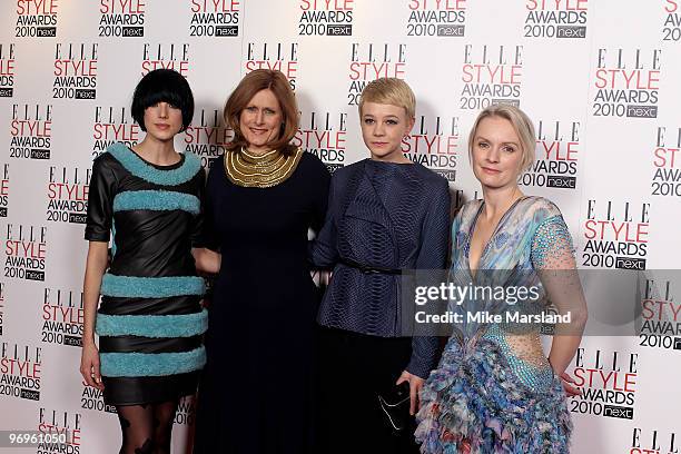 Agyness Deyn, Sarah Brown, Carey Mulligan and Lorraine Candy arrive for the ELLE Style Awards 2010 at the Grand Connaught Rooms on February 22, 2010...