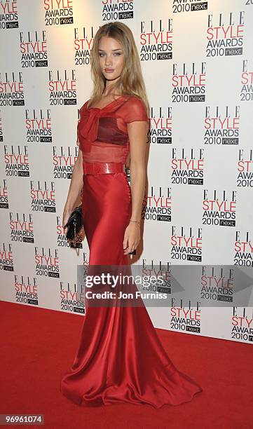 Rosie Huntington-Whiteley attends the ELLE Style Awards at Grand Connaught Rooms on February 22, 2010 in London, England.