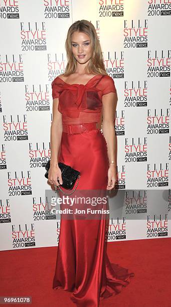 Rosie Huntington-Whiteley attends the ELLE Style Awards at Grand Connaught Rooms on February 22, 2010 in London, England.