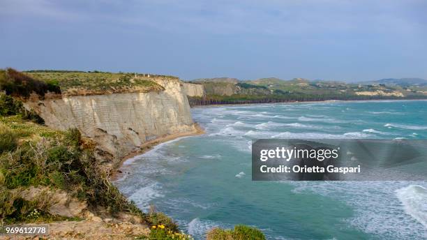 cliff of capo bianco, cattolica eraclea (sicily, italy) - cattolica stock pictures, royalty-free photos & images