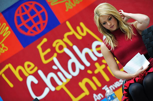 Recording artist Shakira Mebarak, founder of ALAS Foundation, attends a town hall meeting at the World Bank in Washington, DC, on February 22, 2010....