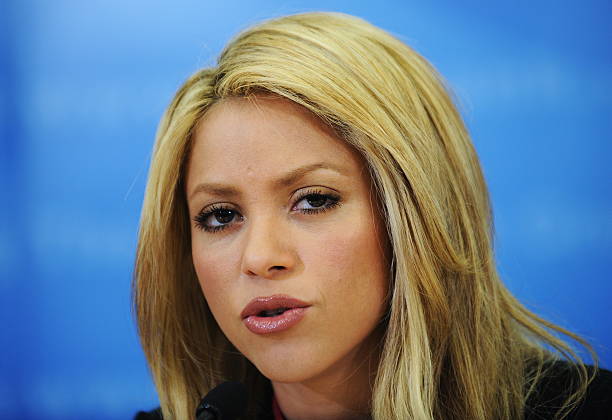 Recording artist Shakira Mebarak, founder of ALAS Foundation, answers a question during a press conference at the World Bank in Washington, DC, on...