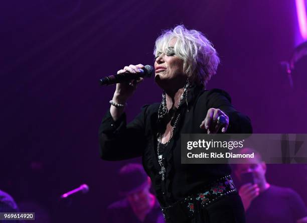 Tanya Tucker performs onstage at the GLAAD + TY HERNDON's 2018 Concert for Love & Acceptance at Wildhorse Saloon on June 7, 2018 in Nashville,...