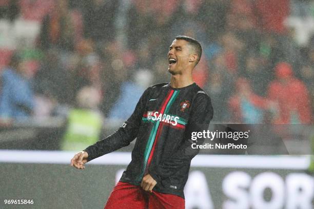 Portugal's forward Cristiano Ronaldo during the FIFA World Cup Russia 2018 preparation match between Portugal vs Algeria in Lisbon on June 7, 2018.