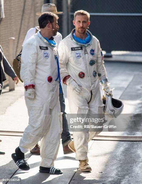 Jimmy Kimmel and Ryan Gosling are seen at 'Jimmy Kimmel Live' on June 07, 2018 in Los Angeles, California.