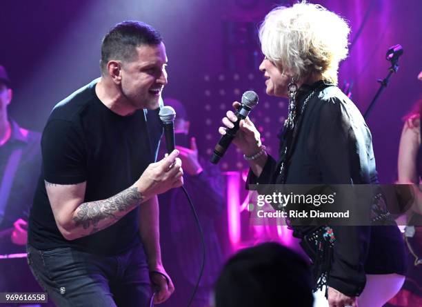 Ty Herndon and Tanya Tucker perform onstage at the GLAAD + TY HERNDON's 2018 Concert for Love & Acceptance at Wildhorse Saloon on June 7, 2018 in...