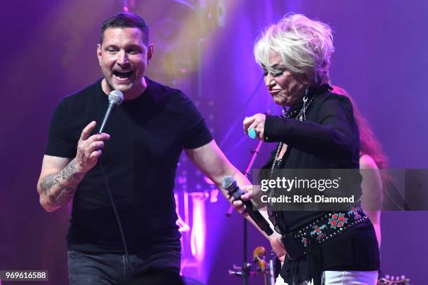 Ty Herndon and Tanya Tucker perform onstage at the GLAAD + TY HERNDON's 2018 Concert for Love & Acceptance at Wildhorse Saloon on June 7, 2018 in...