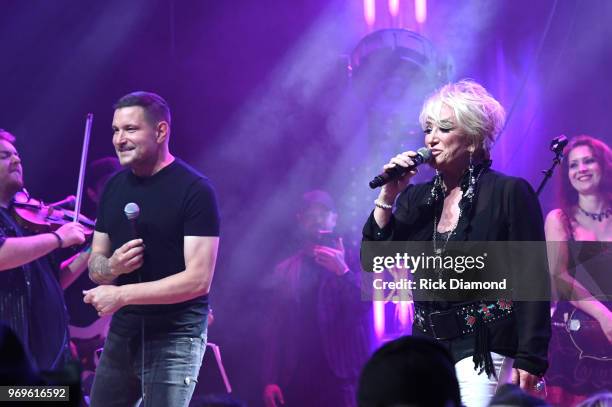 Ty Herndon and Tanya Tucker perform onstage at the GLAAD + TY HERNDON's 2018 Concert for Love & Acceptance at Wildhorse Saloon on June 7, 2018 in...