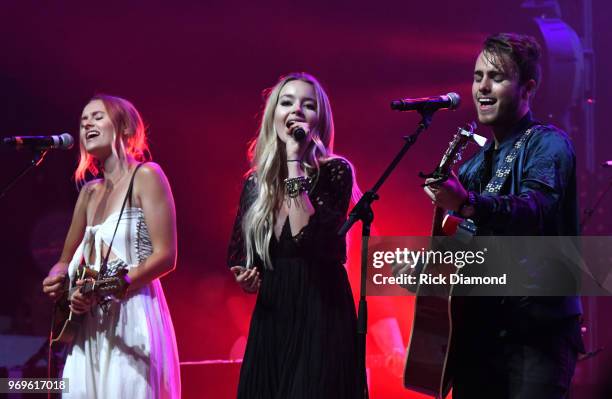 Emma Salute, Maddie Salute and Dawson Anderson perform onstage at the GLAAD + TY HERNDON's 2018 Concert for Love & Acceptance at Wildhorse Saloon on...