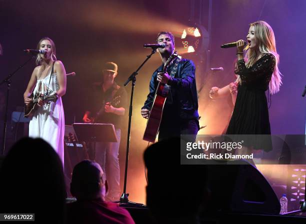Emma Salute, Maddie Salute and Dawson Anderson perform onstage at the GLAAD + TY HERNDON's 2018 Concert for Love & Acceptance at Wildhorse Saloon on...