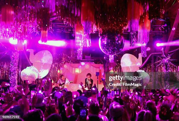 Brad Shultz, Matt Shultz, Daniel Tichenor and Nick Bockrath of Cage the Elephant perform at Happy Roo Day at Plaza 9 during day 1 of the 2018...