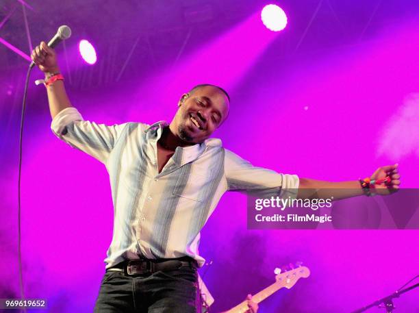 Durand Jones of Durand Jones & The Indications performs onstage at That Tent during day 1 of the 2018 Bonnaroo Arts And Music Festival on June 7,...