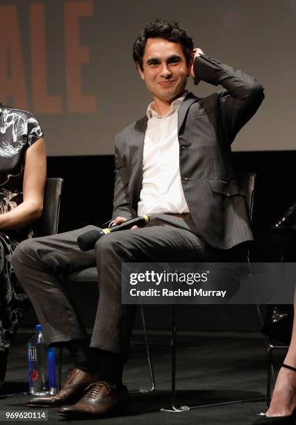 Actor Max Minghella speaks onstage at Hulu's "The Handmaid's Tale" FYC at Samuel Goldwyn Theater on June 7, 2018 in Beverly Hills, California.