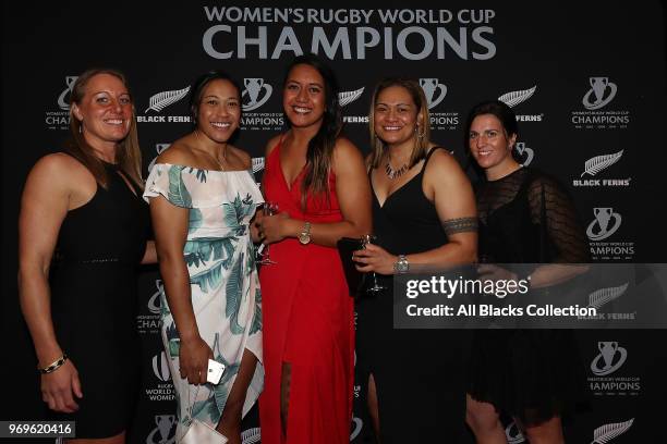 Guests arrive during the Black Ferns reunion dinner on June 8, 2018 in Auckland, New Zealand.