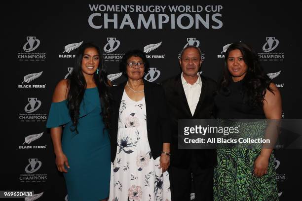 Guests arrive during the Black Ferns reunion dinner on June 8, 2018 in Auckland, New Zealand.