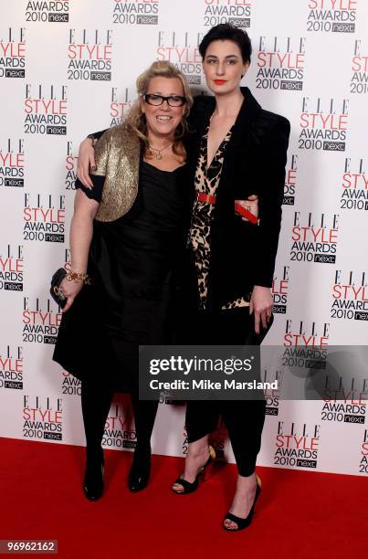 Erin O'Connor and guest arrives for the ELLE Style Awards 2010 at the Grand Connaught Rooms on February 22, 2010 in London, England.