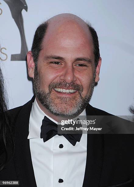 Writer Matthew Weiner poses in the press room at the 2010 Writers Guild Awards held at Hyatt Regency Century Plaza Hotel on February 20, 2010 in Los...