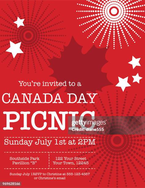 canada day invitation template with doodled elements - canada day stock illustrations