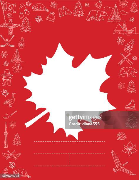 canada day invitation template with doodled elements - canada day stock illustrations