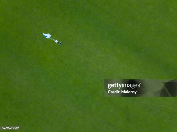 golf course. putting green. directly above, aerial view, drone point of view - putting green overhead stock pictures, royalty-free photos & images