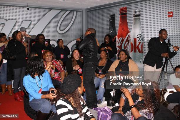 February 19: Singer Raheem DeVaughn performs in the WGCI-FM "Coca-Cola Lounge" in Chicago, Illinois on February 19, 2010.