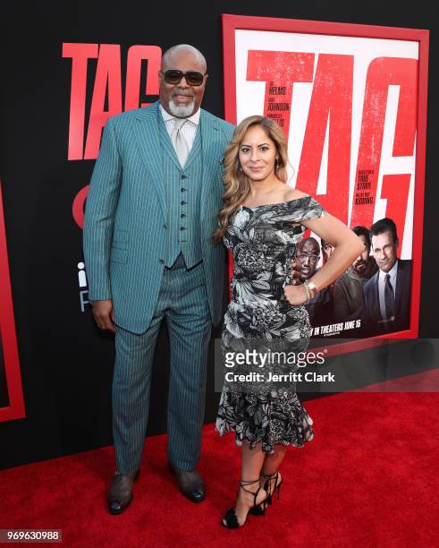 Chi McBride and Julissa McBride attend the Premiere Of Warner Bros. Pictures And New Line Cinema's "Tag" at Regency Village Theatre on June 7, 2018...