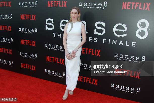 Actress Jamie Clayton attends Netflix's "Sense8" Series Finale Event at ArcLight Hollywood on June 7, 2018 in Hollywood, California.