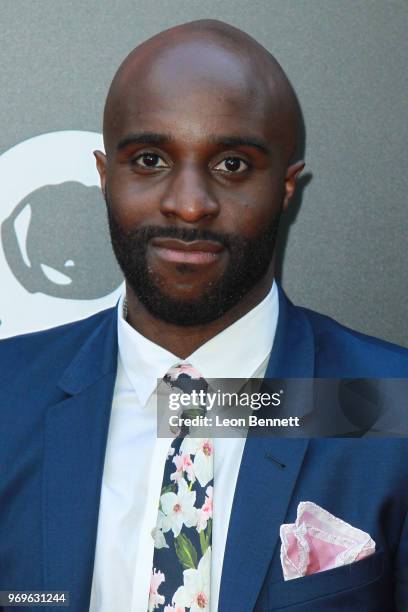 Actor Toby Onwumere attends Netflix's "Sense8" Series Finale Event at ArcLight Hollywood on June 7, 2018 in Hollywood, California.