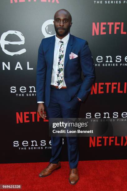 Actor Toby Onwumere attends Netflix's "Sense8" Series Finale Event at ArcLight Hollywood on June 7, 2018 in Hollywood, California.