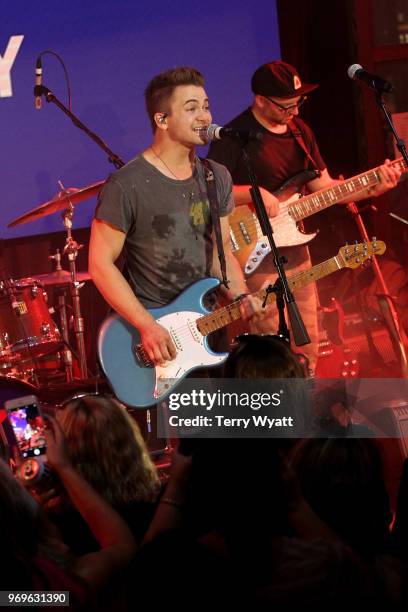 Hunter Hayes performs on stage at Spotify's Hot Country Presents Hunter Hayes, Chris Lane, Michael Ray and more at Ole Red During CMA Fest at Ole Red...