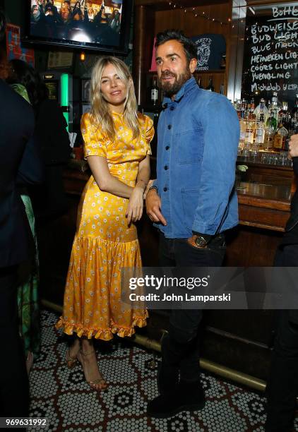 Sienna Miller and Justin Theroux attend CHAOS x LOVE magazine party on June 7, 2018 in New York City.