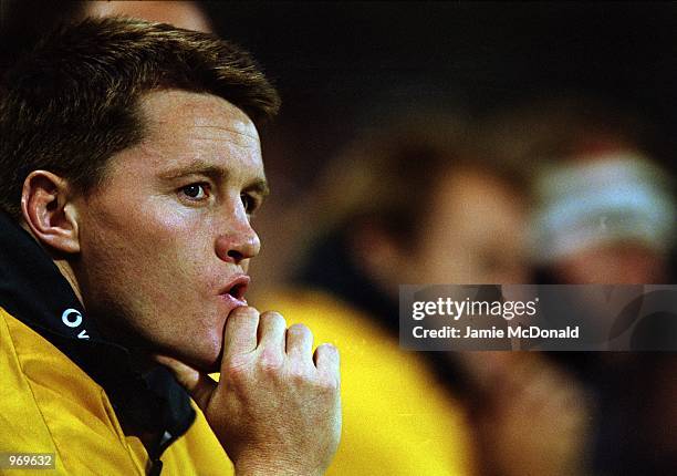 Elton Flatley of Australia contemplates defeat during the Rugby Union International Friendly match against France played at the Stade Velodrome, in...