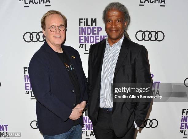 Writer/director Brad Bird and Elvis Mitchell attend a Screening and Q&A of "The Incredibles 2" presented by Film Independent at Bing Theater At LACMA...