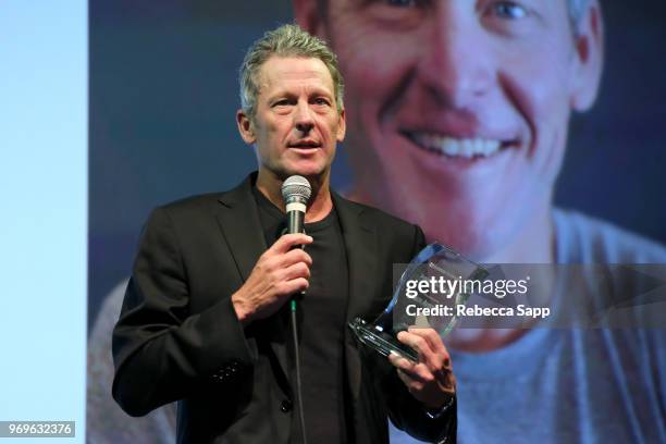 Lance Armstrong receives award at Babes for Boobs Live Auction Benefiting Susan G. Koman LA at El Rey Theatre on June 7, 2018 in Los Angeles,...