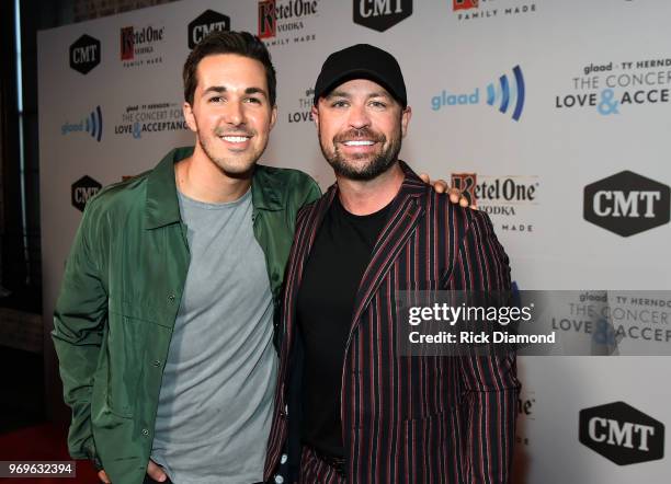 Cale Dodds and Cody Alan attend the GLAAD + TY HERNDON's 2018 Concert for Love & Acceptance at Wildhorse Saloon on June 7, 2018 in Nashville,...