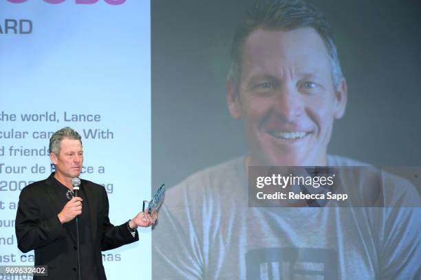 Lance Armstrong receives award at Babes for Boobs Live Auction Benefiting Susan G. Koman LA at El Rey Theatre on June 7, 2018 in Los Angeles,...