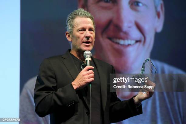 Lance Armstrong receives award at Babes for Boobs Live Auction Benefiting Susan G. Koman LA at El Rey Theatre on June 7, 2018 in Los Angeles,...