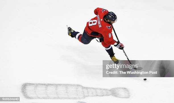 Washington Capitals left wing Alex Ovechkin fires a shot on goal in the second period against the Tampa Bay Lightning in game six of the eastern...