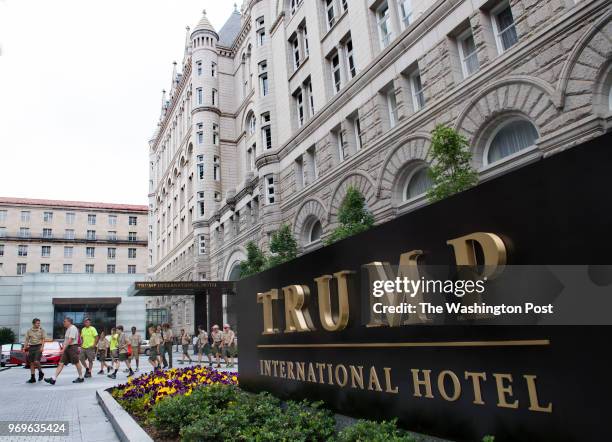 The valet entrance to the Trump International Hotel in Washington, DC on June 16, 2017.