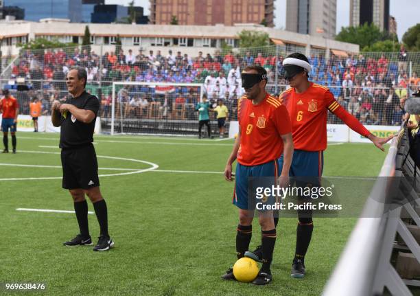 Antonio Martin and Adolfo Acosta during Spain victory over Thailand in the 2018 IBSA Blind Football World Championships celebrated at Sagrados...