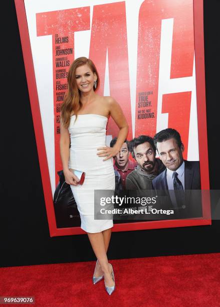 Actress Isla Fisher arrives for the Premiere Of Warner Bros. Pictures And New Line Cinema's "Tag" held at Regency Village Theatre on June 7, 2018 in...