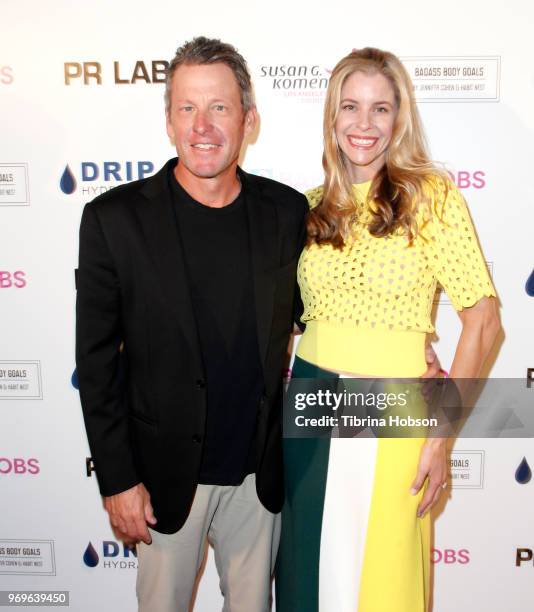 Lance Armstrong and Anna Hansen attend the Babes for Boobs live auction benefiting Susan G. Komen LA at El Rey Theatre on June 7, 2018 in Los...