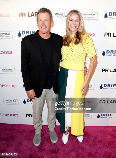 Lance Armstrong and Anna Hansen attend the Babes for Boobs live auction benefiting Susan G. Komen LA at El Rey Theatre on June 7, 2018 in Los...