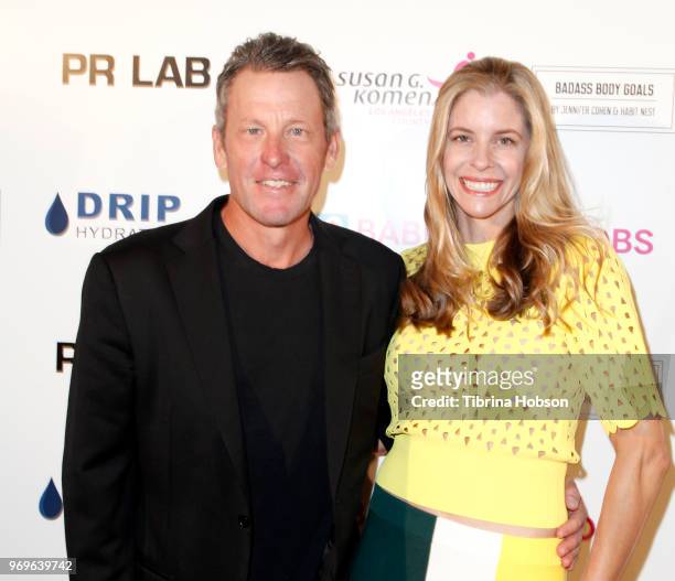 Lance Armstrong and Anna Hansen attend the Babes for Boobs live auction benefiting Susan G. Komen LA at El Rey Theatre on June 7, 2018 in Los...