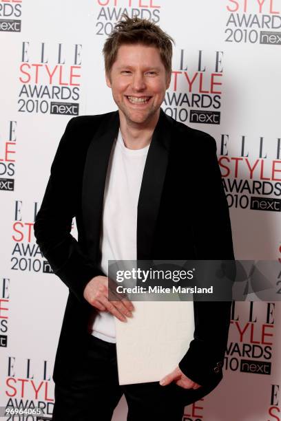 International Designer winner Christopher Bailey in the Winner's room at the ELLE Style Awards 2010 at the Grand Connaught Rooms on February 22, 2010...