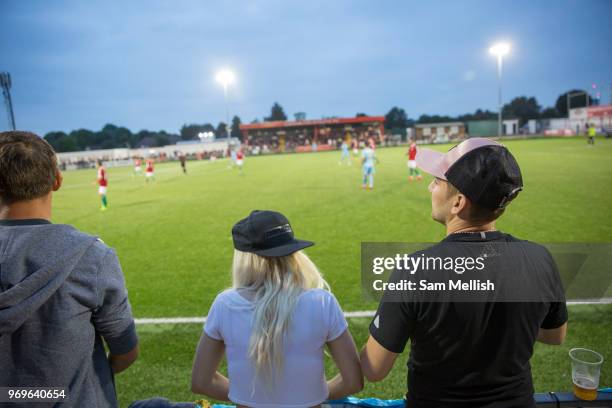 Szekely Land supporters making some noise despite a 4 - 2 defeat against Karpatalya during the Conifa Paddy Power World Football Cup semi finals on...