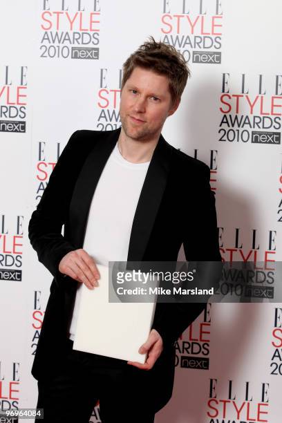 International Designer winner Christopher Bailey in the Winner's room at the ELLE Style Awards 2010 at the Grand Connaught Rooms on February 22, 2010...
