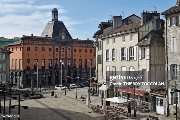 Picture taken on May 2, 2018 shows the city hall in Aurillac. - The initiative "A roof, a job" helps former homeless people to make a fresh start in...