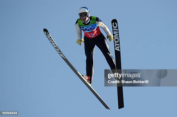 Wolfgang Loitzl of Austria competes in the men's ski jumping team event on day 11 of the 2010 Vancouver Winter Olympics at Whistler Olympic Park Ski...