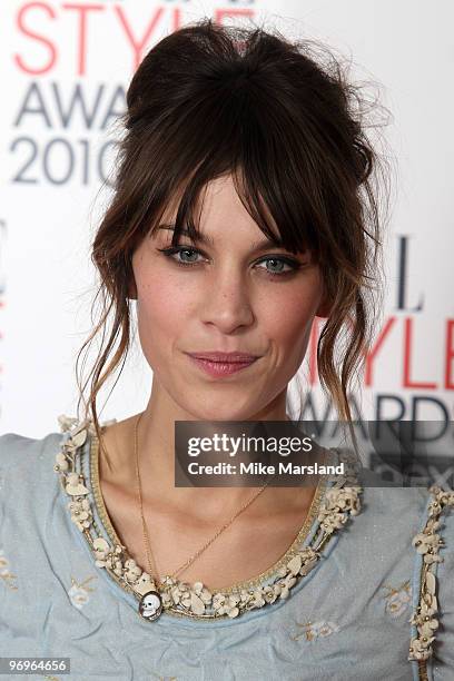 Editors Choice winner Alexa Chung poses in the Winner's room at the ELLE Style Awards 2010 at the Grand Connaught Rooms on February 22, 2010 in...